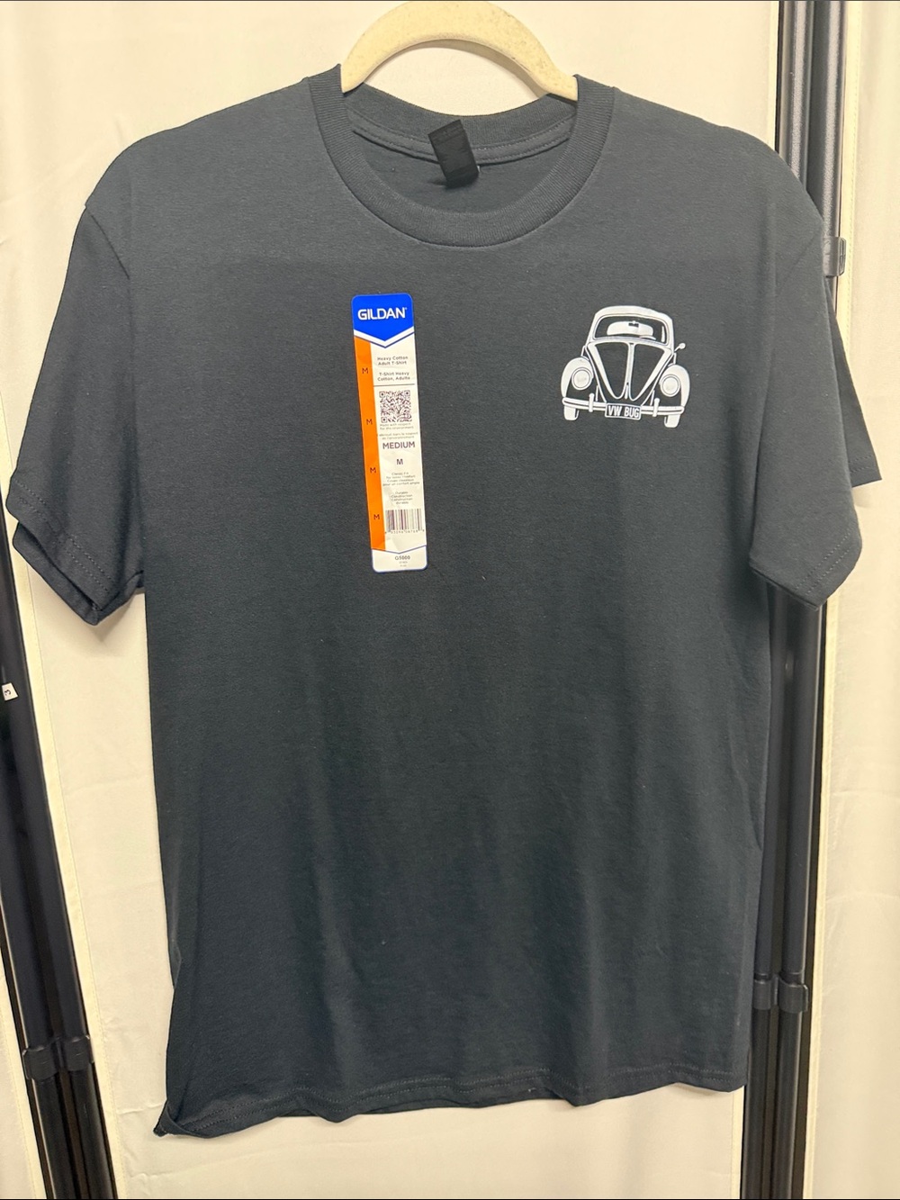 Gildan Black Short-Sleeve Tee with White Vintage Car Print